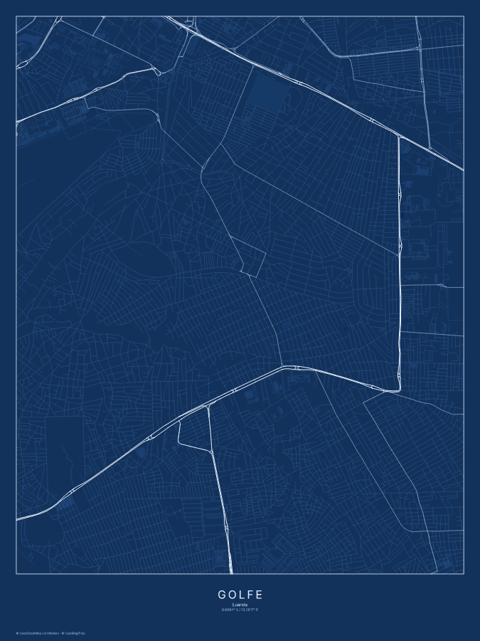 Golfe map poster, blueprint style