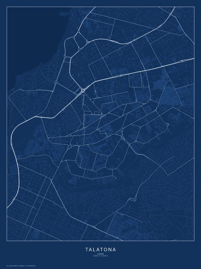 Talatona map poster, blueprint style