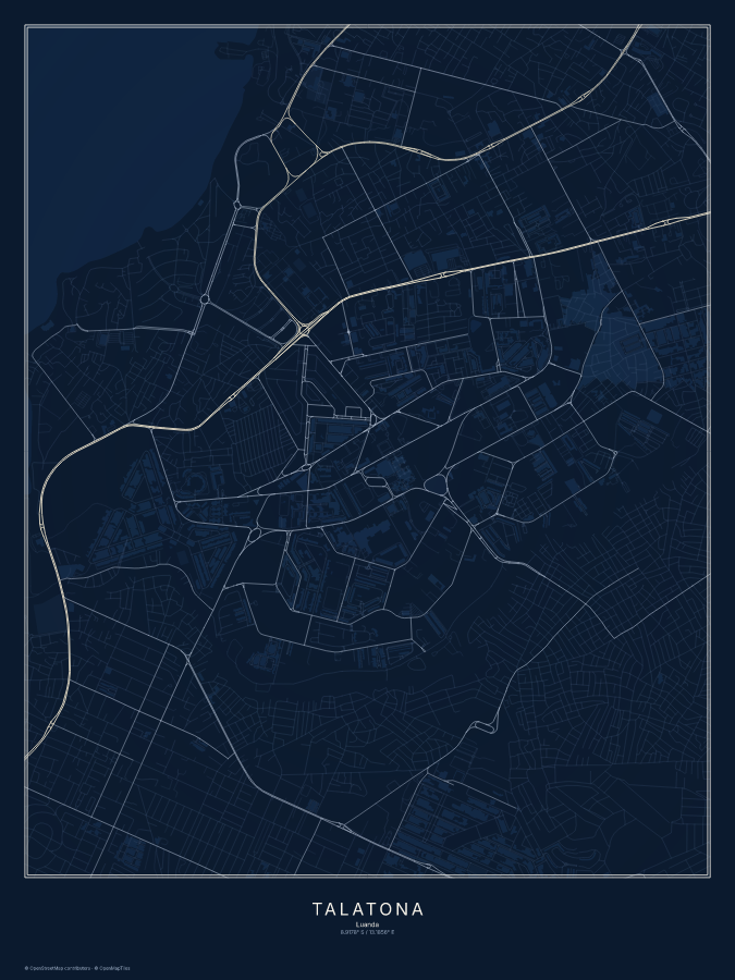 Talatona map poster, midnight style