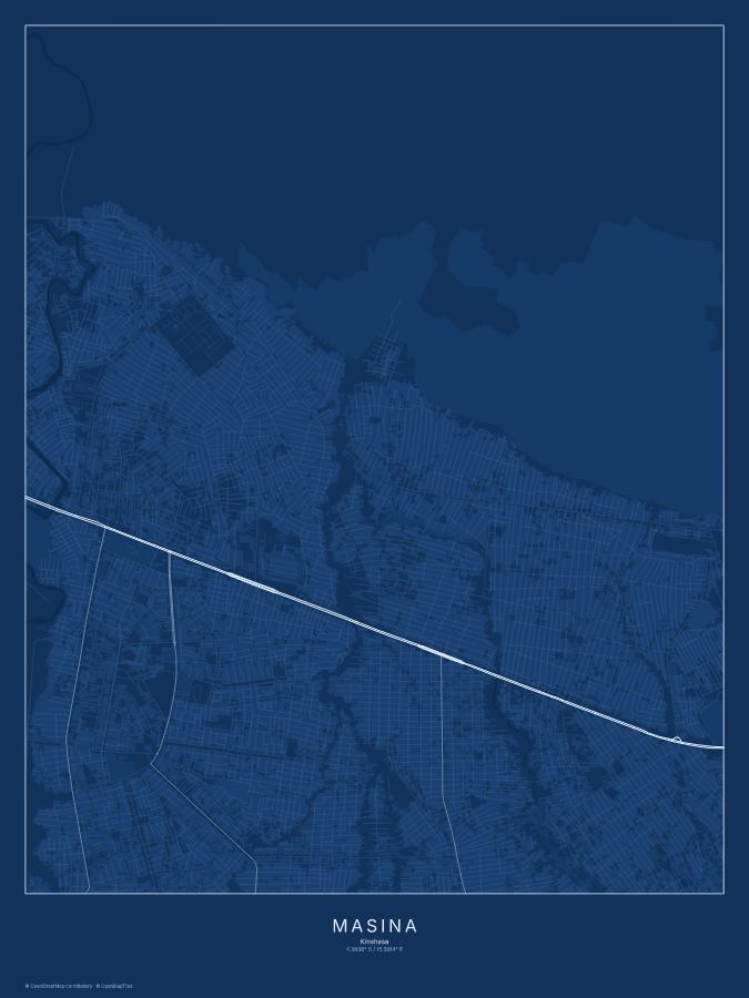 Masina map poster, blueprint style