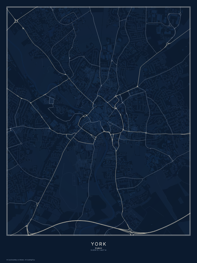 York map poster, midnight style