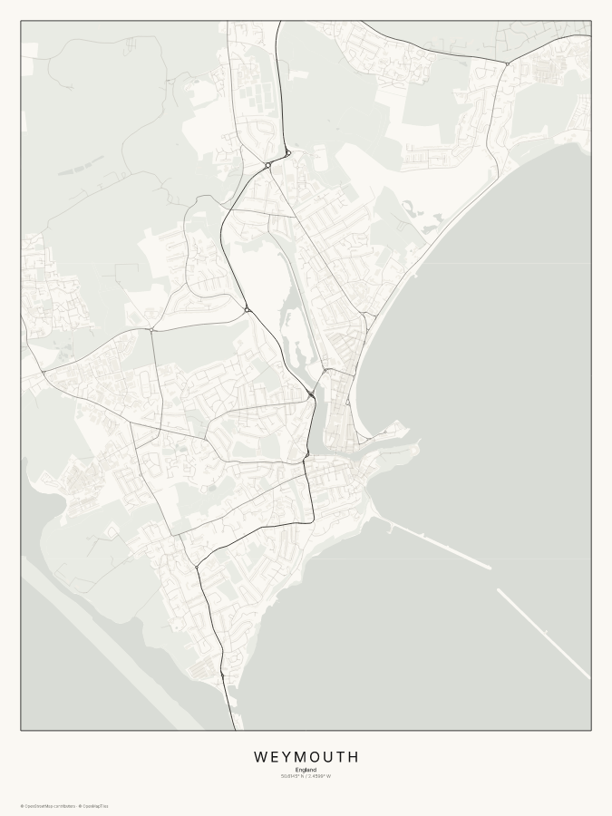 Weymouth map poster, classic style