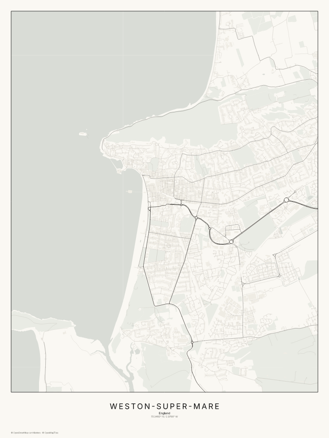 Weston-super-Mare map poster, classic style
