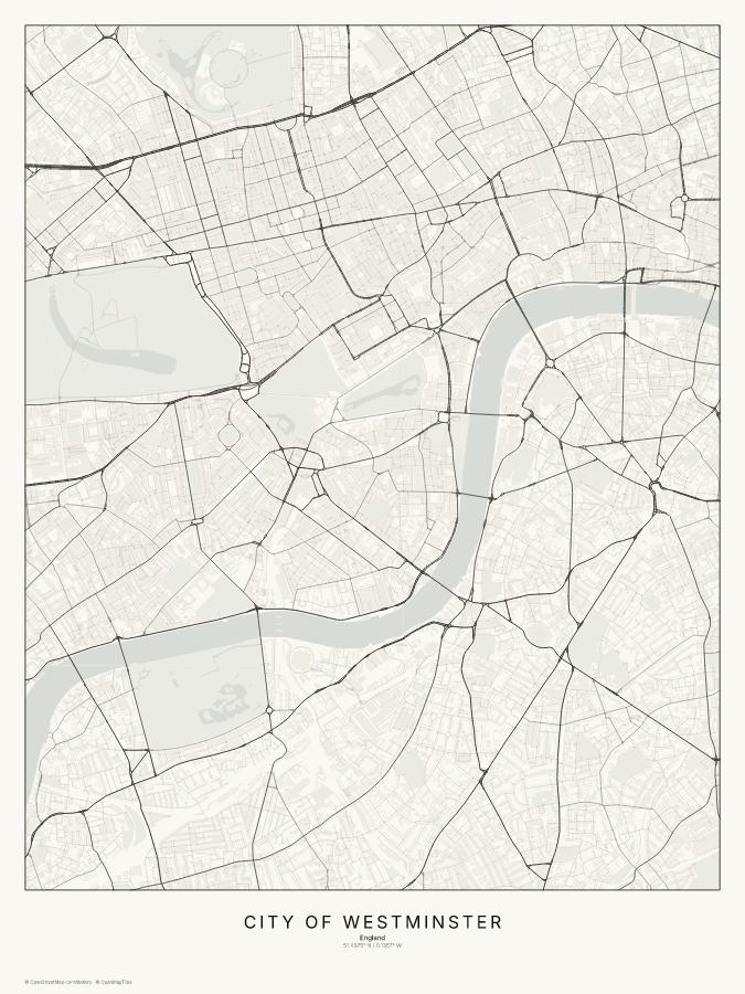 City of Westminster map poster, classic style