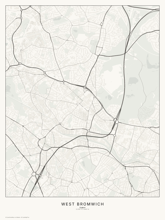 West Bromwich map poster, classic style