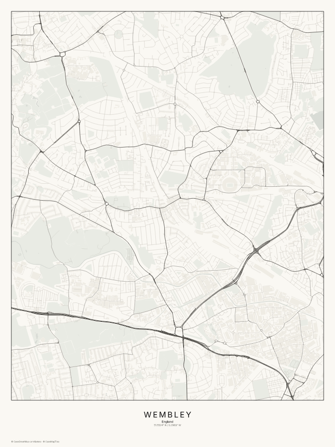 Wembley map poster, classic style