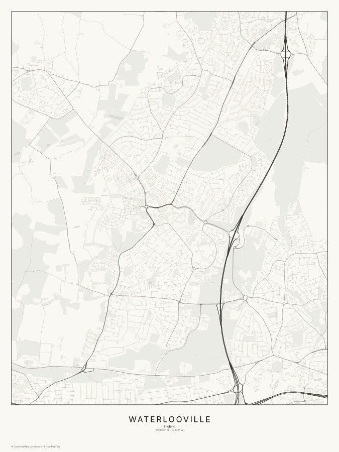 Waterlooville map poster, classic style