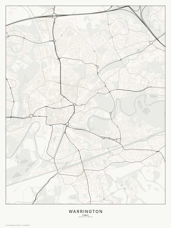 Warrington map poster, classic style