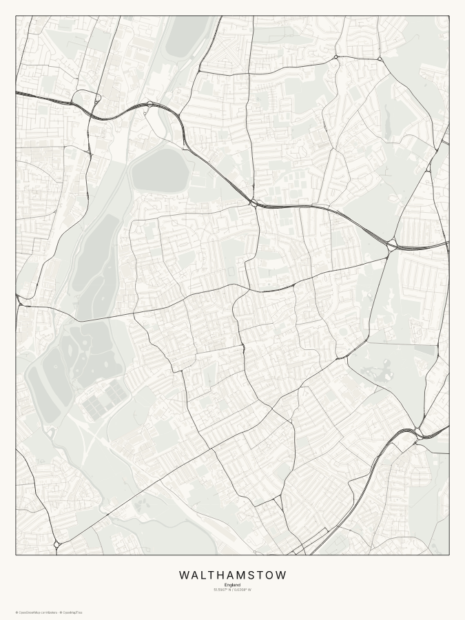 Walthamstow map poster, classic style