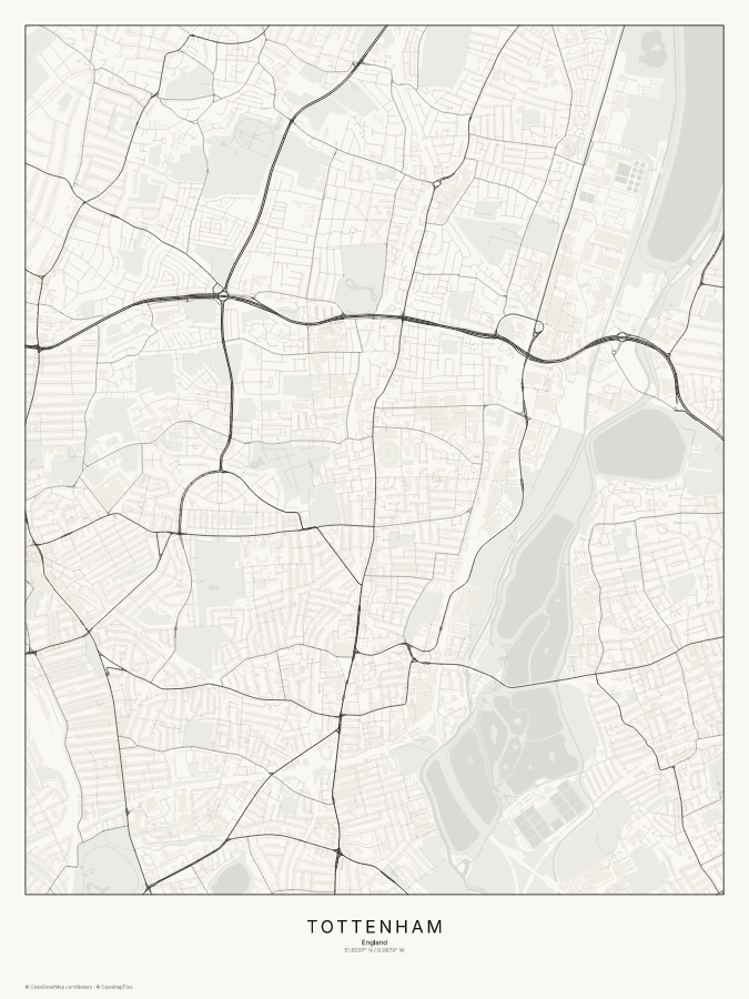 Tottenham map poster, classic style