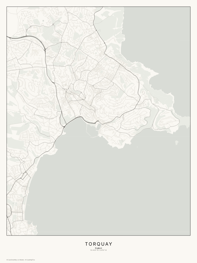 Torquay map poster, classic style