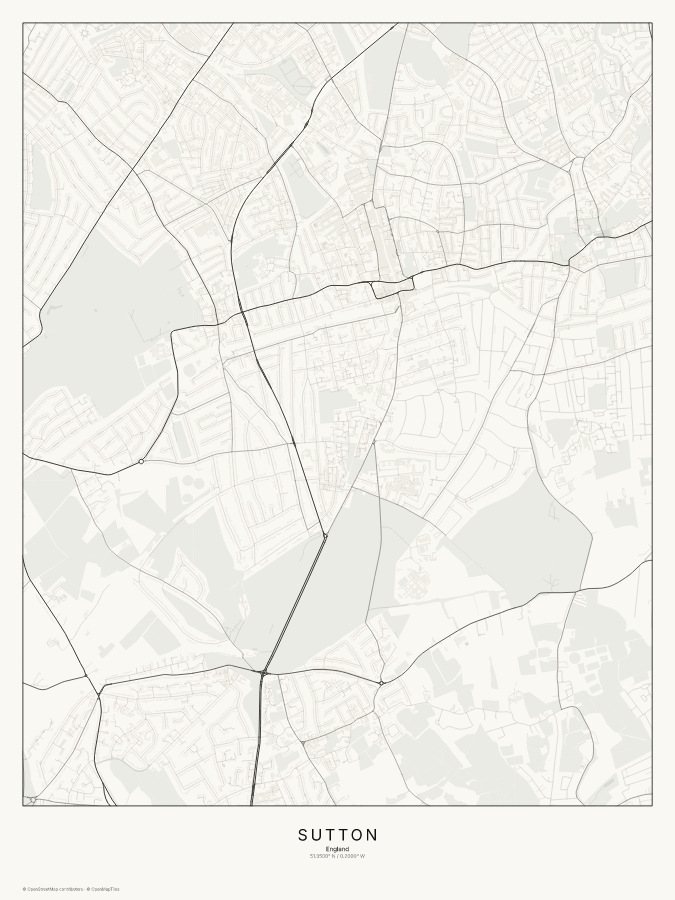 Sutton map poster, classic style