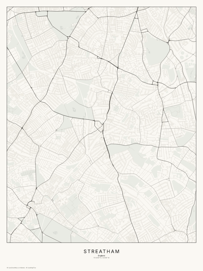 Streatham map poster, classic style