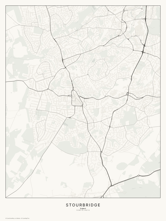 Stourbridge map poster, classic style