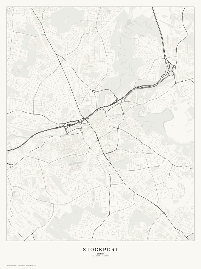 Stockport map poster, classic style