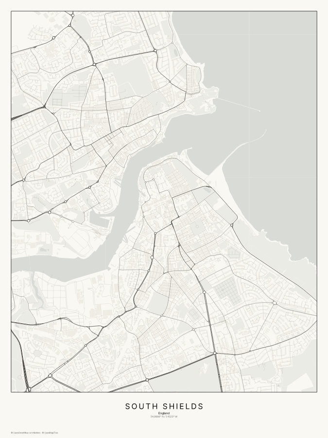 South Shields map poster, classic style