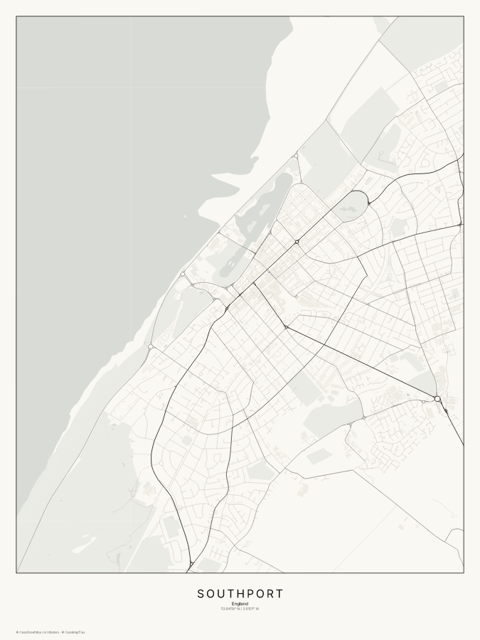 Southport map poster, classic style