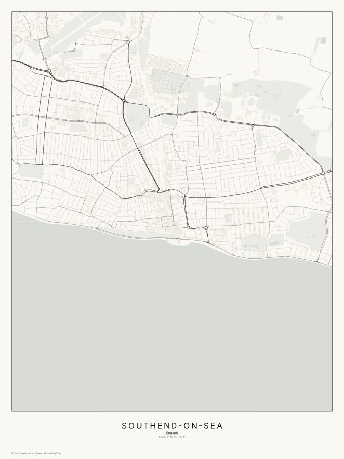 Southend-on-Sea map poster, classic style