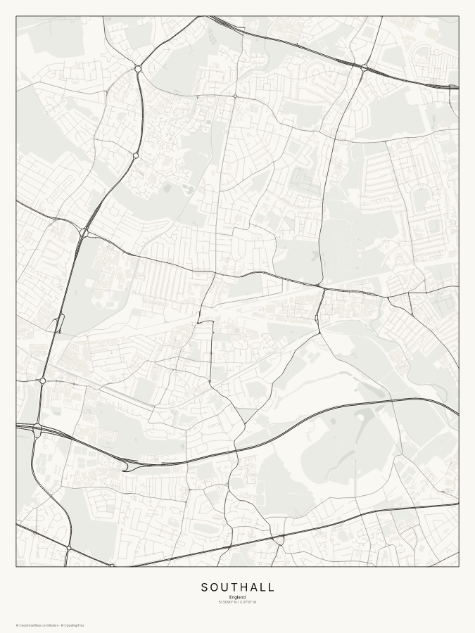 Southall map poster, classic style