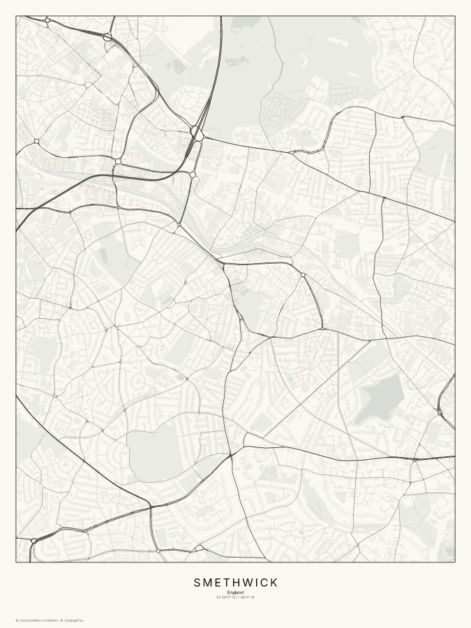 Smethwick map poster, classic style