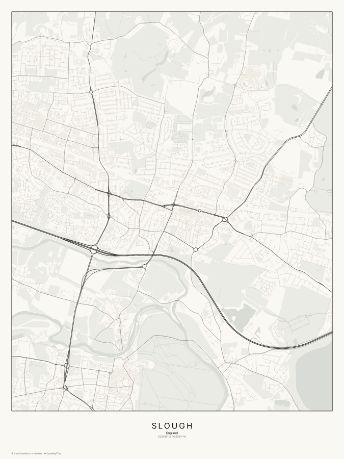 Slough map poster, classic style