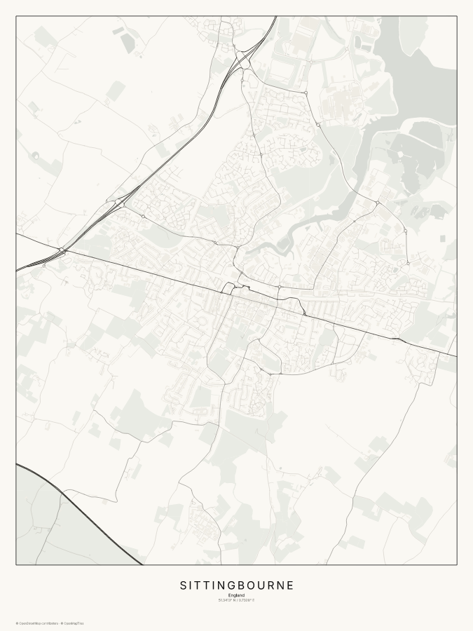 Sittingbourne map poster, classic style