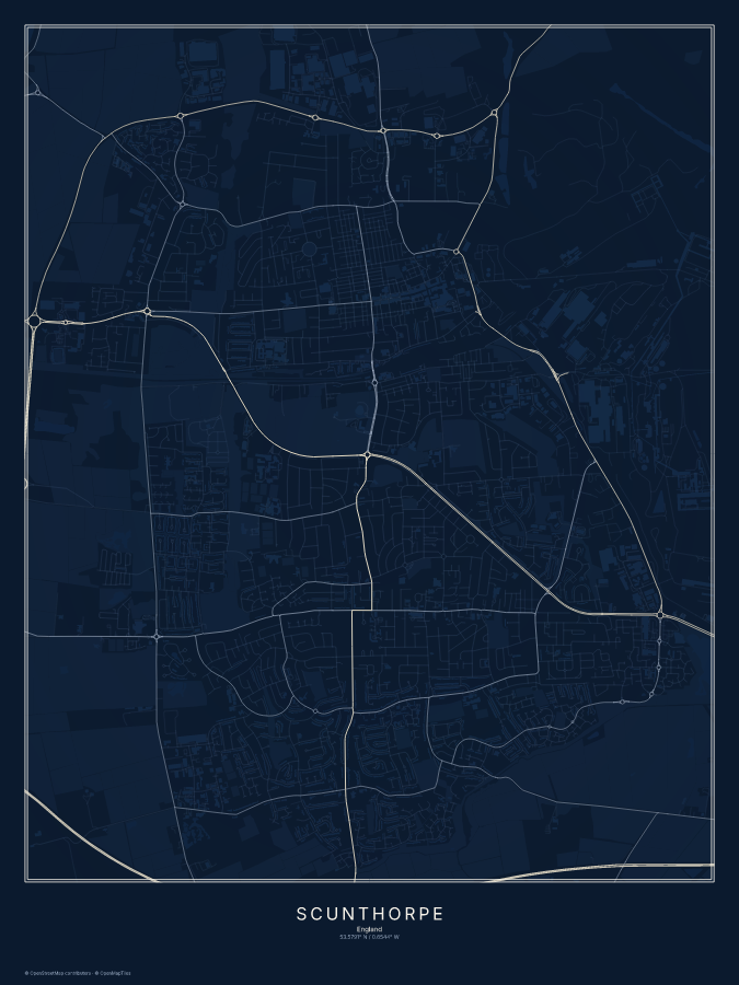 Scunthorpe map poster, midnight style