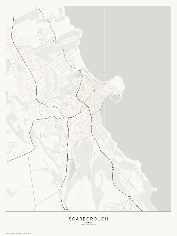 Scarborough map poster, classic style