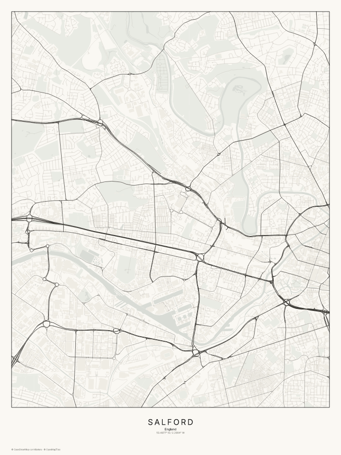 Salford map poster, classic style