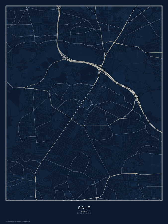 Sale map poster, midnight style