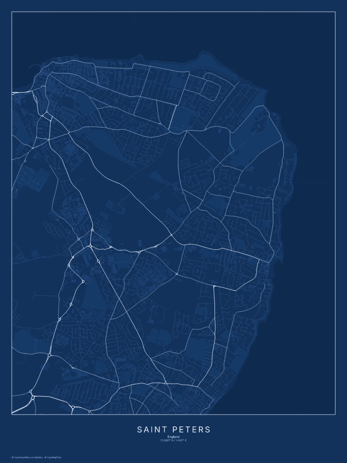 Saint Peters map poster, blueprint style