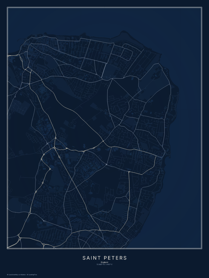Saint Peters map poster, midnight style
