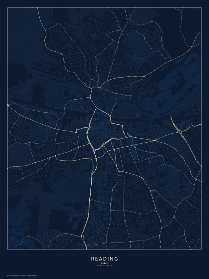 Reading map poster, midnight style