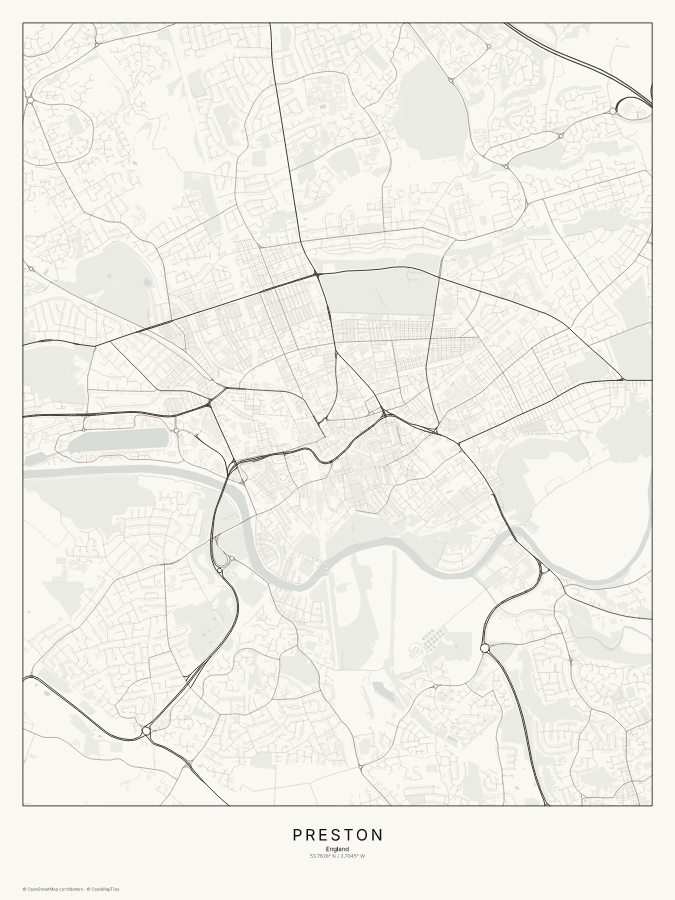 Preston map poster, classic style