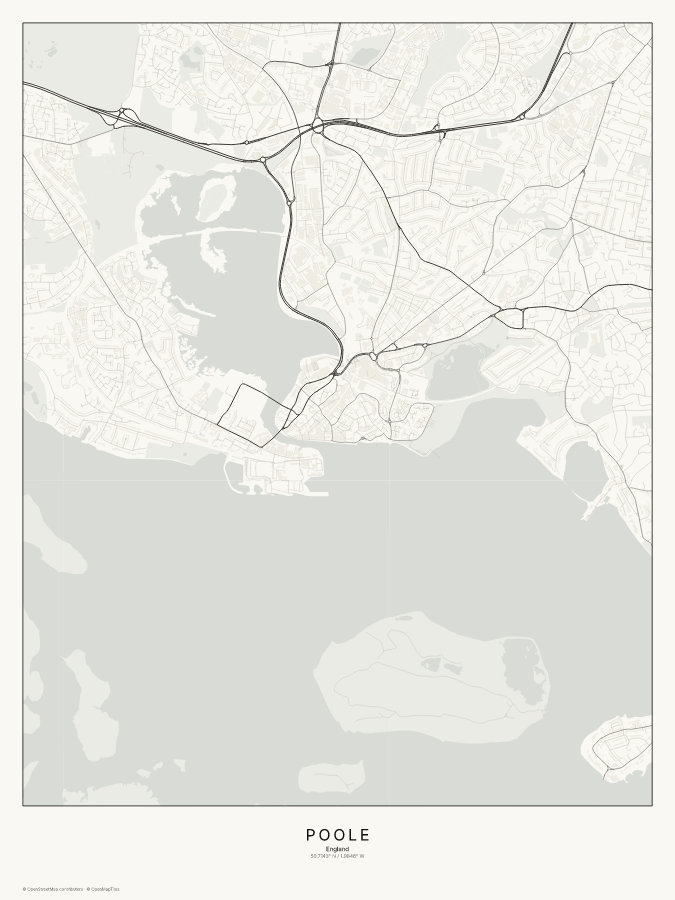 Poole map poster, classic style