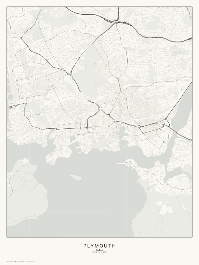 Plymouth map poster, classic style