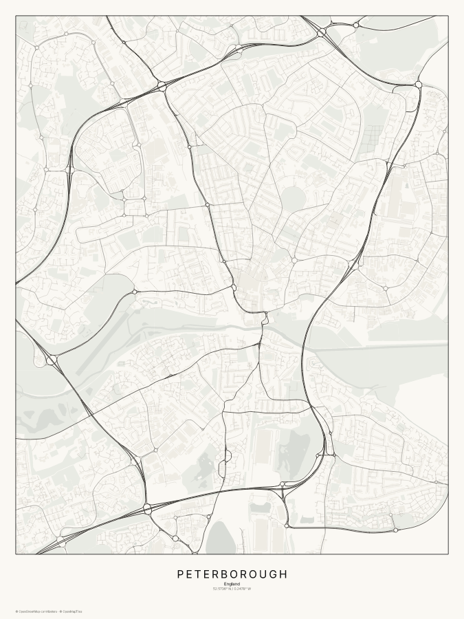 Peterborough map poster, classic style