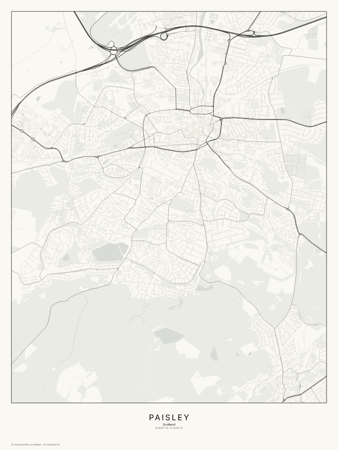 Paisley map poster, classic style