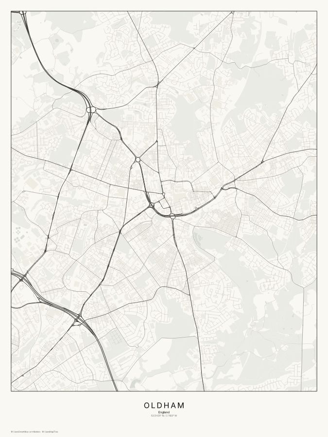 Oldham map poster, classic style