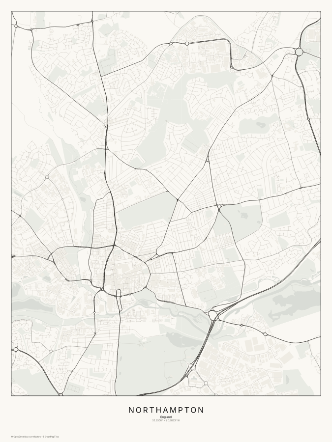 Northampton map poster, classic style