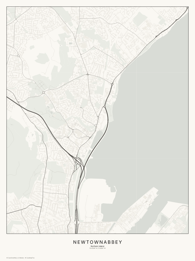 Newtownabbey map poster, classic style