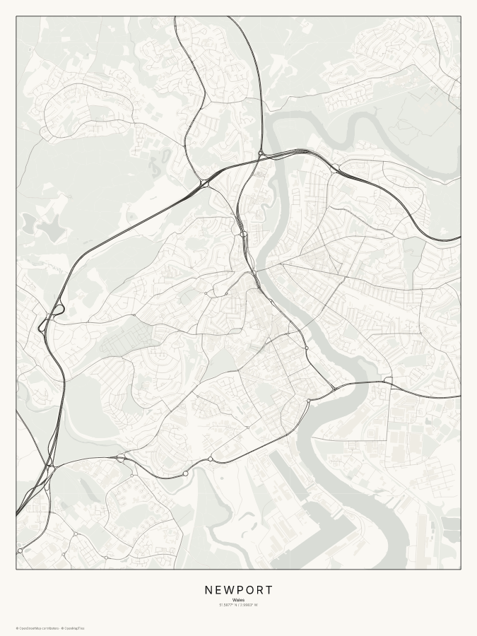 Newport map poster, classic style