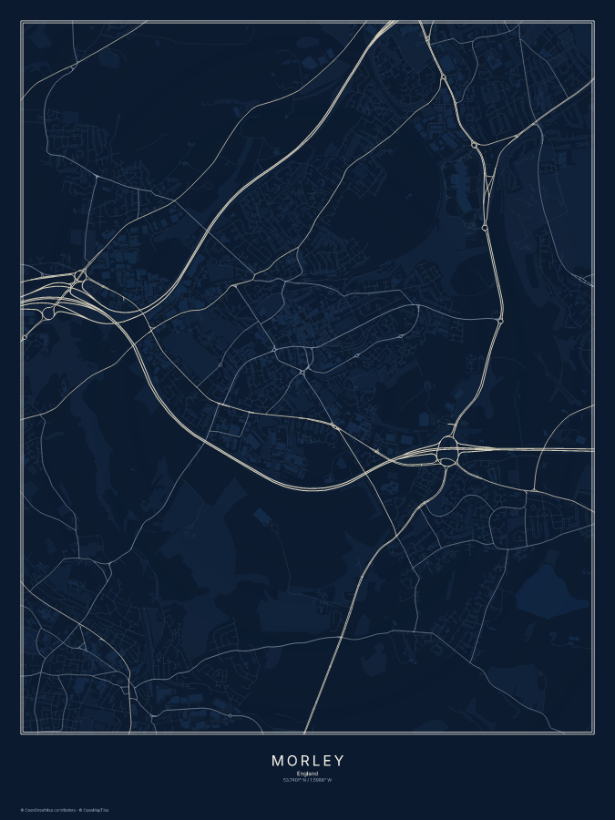 Morley map poster, midnight style