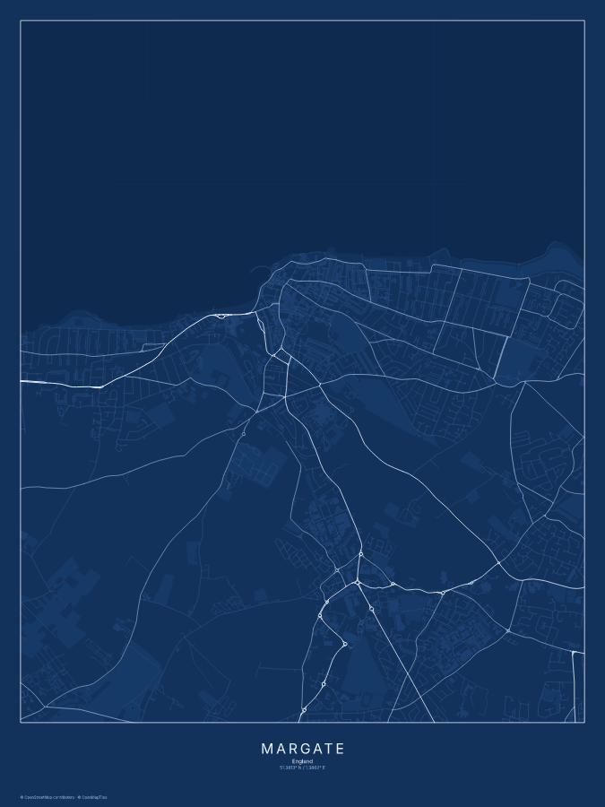 Margate map poster, blueprint style