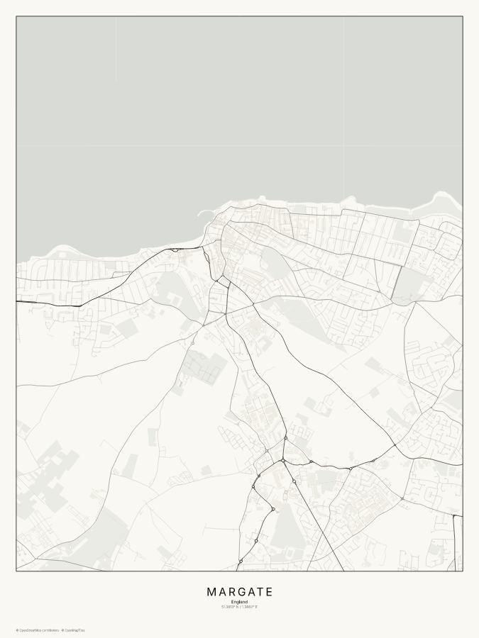 Margate map poster, classic style