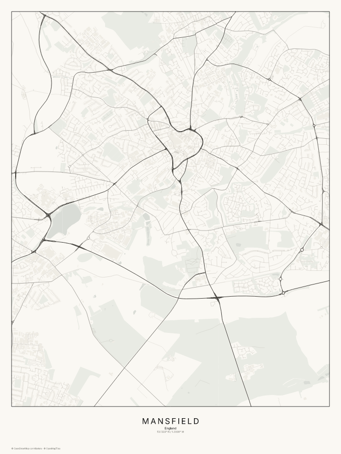 Mansfield map poster, classic style