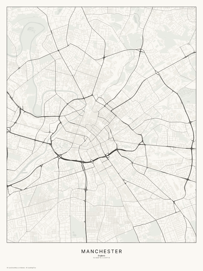 Manchester map poster, classic style