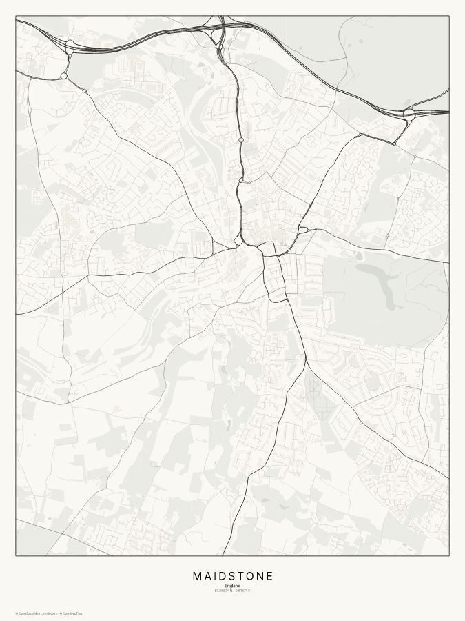 Maidstone map poster, classic style