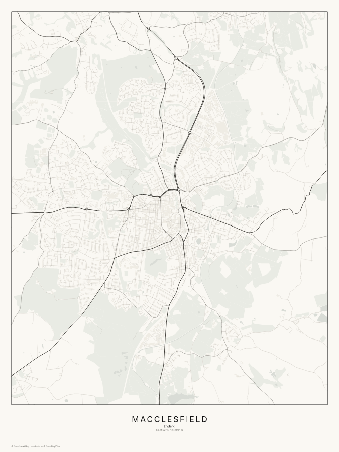 Macclesfield map poster, classic style