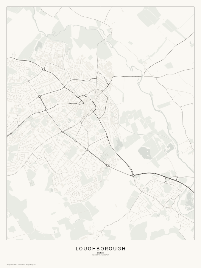 Loughborough map poster, classic style